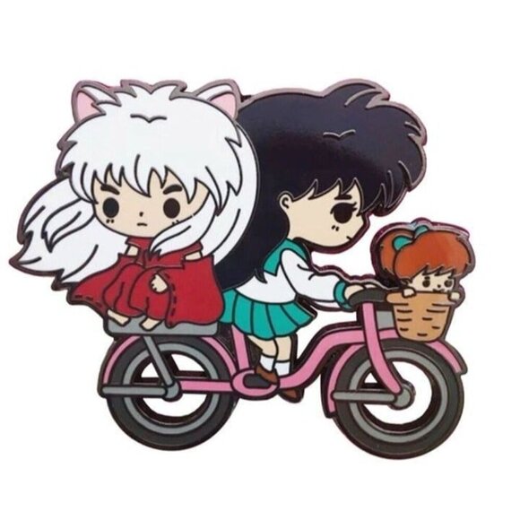 Anime Cute InuYasha and Kagome Bicycle Enamel Brooch pin - Picture 2 of 5